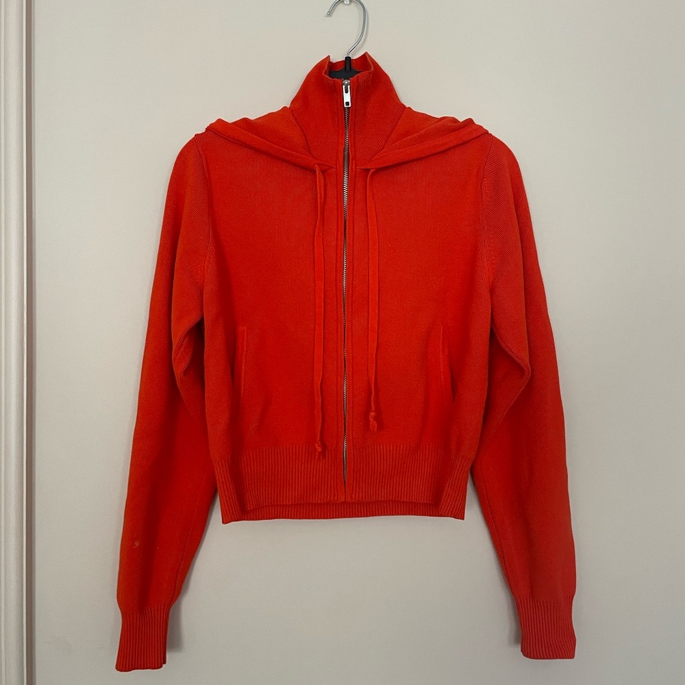 Live the process crop knit zip hoodie